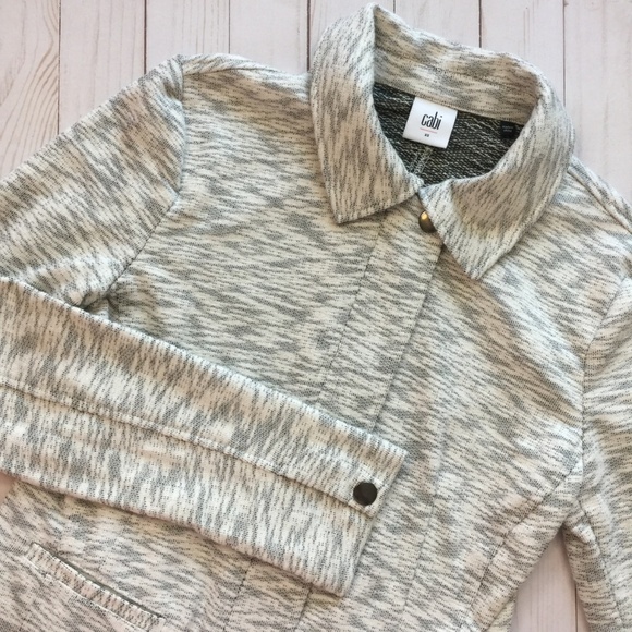 CAbi #5102 Marled Gray Neo Knit Moto Jacket XS EUC - Picture 5 of 8